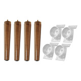 4 Pé Palito 30cm Castanho Escuro 4 Chapa Respiga Reforçado
