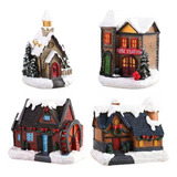 4 Peças Casinha Decoracao Natalina Vila Natalina Iluminada