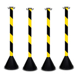4 Pedestais Organizador De Fila Divisor Amarelo Preto 90cm