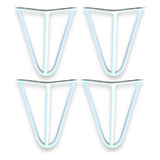 4 Pezinhos De Móveis 15cm Branco Hairpin Leg Aço Maciço