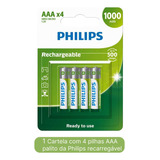 4 Pilhas Philips Palito Aaa 1000mah Ideal P telefone Sem Fio