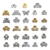 4 Piranhas Pequenas Prendedor Metal Cabelo Com Pedras Strass