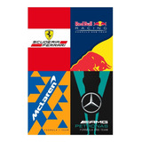4 Placas Decorativas Fórmula 1 Ferrari, Mclaren, Decoração