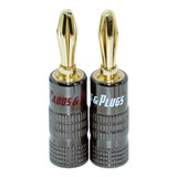 4 Plug Banana Cinza Cromado Cabo De Caixa Plug Banhado Ouro
