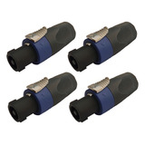 4 Plug Conector Speakon Macho Linha Com Trava Metal