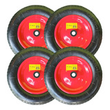 4 Pneus Para Carrinho De Mão Com Rolete Câmara E Aro 90kg