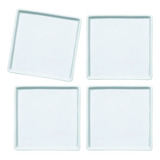 4 Prato Raso Quadrado Sobremesa Lanche 16x16 Cm Porcelana Cor Branco Liso