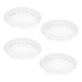 4 Pratos Sobremesa Vidro Cristal Bolinhas Wolff Pearl 14cm