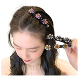 4 Presilhas Crocodilo Prendedor Cabelo Clips Tipo Bico Pato Cor Preto