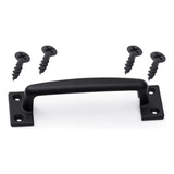 4 Puxador Alça Metal 120mm Preto Com Parafusos Para Madeira