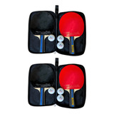 4 Raquetes De Tênis Mesa 4 Estrelas Ittf 6 Bolinhas Nf