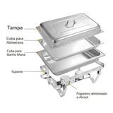 4 Rechaud Duplo Retangular Em Inox 2 Cubas 1 2 9 5l A Álcool