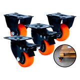 4 Roda Rodízio Anti Risco 2 Fixo 2 C Trava Freio 35mm 120kg