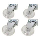 4 Rodízios Roda 75mm Rodinha Silicone Gel Sem Trava Freio