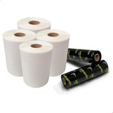 4 Rolos Etiquetas 50x30 2 Colunas 2 Ribbons Cera Premium Cor Branco