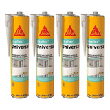 4 Selante Sikaflex Universal Cinza cartucho 300 Ml Sika