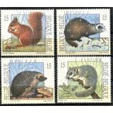 4 Selos Da Bélgica Fauna Animais Silvestres Roedores L 3238