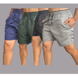 4 Short Tactel Masculino Bermuda Praia Casual Academia Bolso