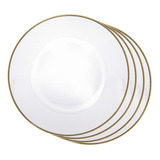 4 Sousplat Wolff Thin Edge De Cristal Dourado Incolor 33cm