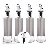 4 Uni Porta Azeite Vinagre Com Bico Dosador Inox E Vidro