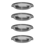 4 Unidades Puxador Concha Aço Escovado Armário Guarda Roupa