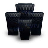 4 Vasos Coluna Rattan P Flores E Plantas 10l 17l 28l Marrom