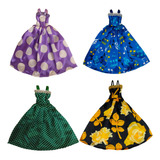 4 Vestidos Princesa Roupa De Cetim Com Alça P Bonecas 30 Cm