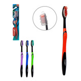 4 X Escova Dental Dentes Oral Color Capa Protetora Cerdas Cor Preto