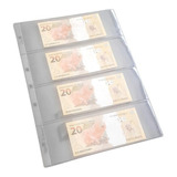 40 Folhas Plastico Cédula Acetato Premium 4 Divisões Notas