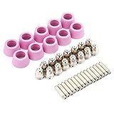 40 Peças Conjunto Ag60 Sg55 Cortador De Plasma Consumíveis Bico Eletrodo Kit Copos De Proteção De Cerâmica Para Tocha De Corte