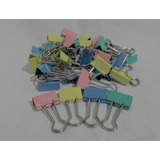 40 Prendedor Binder Presilha Papel Costura Colorido Pastel