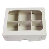 400 Caixas Com Visor E Divisórias Para 6 Doces Gourmet