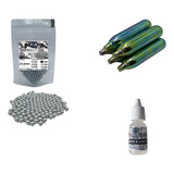 400 Esferas Airsoft 4,5 Mm + 5 Cilindros Co2 + Silicone