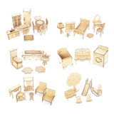 41 Mini Móveis Decorado Para Casinha Mdf Cru - Boneca