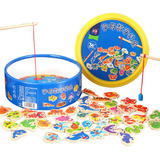 41pcs Peixe Madeira Magnética Pesca Jogo De Peixe Educati