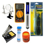 4204 Kit Solda Hikari Ferro Multimetro Lupa 3x Suporte Pasta