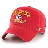 47 Boné Masculino NFL Super Bowl LVIII Champions Clean Up Ajustável Kansas City Chiefs Vermelho Tamanho Nica