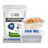 48 Pote Descartável 500ml Freezer Microondas Marmita Tampa