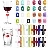48 Peças De Marcadores De Pingentes De Taça De Vinho 2 Estilos De Marcadores De Silicone Para Copos De Vinho Coloridos Para Garrafa De Vidro Taças De Champanhe Martinis Copos De Coquetel Artigos