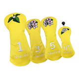 4pcs Golf Wood Headcovers Golf Club Head Covers Moda Amarelo