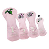 4pcs Golf Wood Headcovers Golf Club Head Covers Moda Rosa