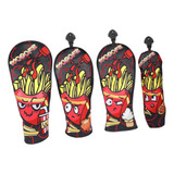4pcs Golf Wood Headcovers Golf Wood Head Covers Capa Preto