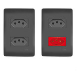 4un Tomadas Interruptores 4x2 Com Placa Habitat Black Fame
