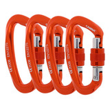 4x 25kn D Screw Gate Lock Mosquetão Escalada Laranja Cor Fix
