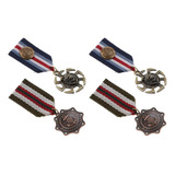 4x Medalha Listrada Distintivo Amuletos Broche Alfinete