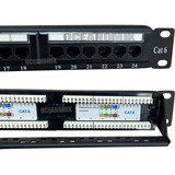 4x Patch Panel 24 Portas Cat6 Rj45 Certifica C/guia Traseira