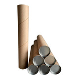 4x Tubo Postal Tubete Canudo Papelão 46cm X 7,3cm Ø C/ Tampa