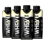 4x Whey Dux Nutrition Shake De 250ml Bebida Lactea Uht Sabor Chocolate Branco