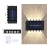 4x Arandela Solar 2 Focos Parede Slim 10 Fachos Led Externa Estrutura Branco Quente 10 Led