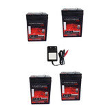 4x Bateria 6v 4 5ah 1 Carregador Motoca Elétrica Triciclo
